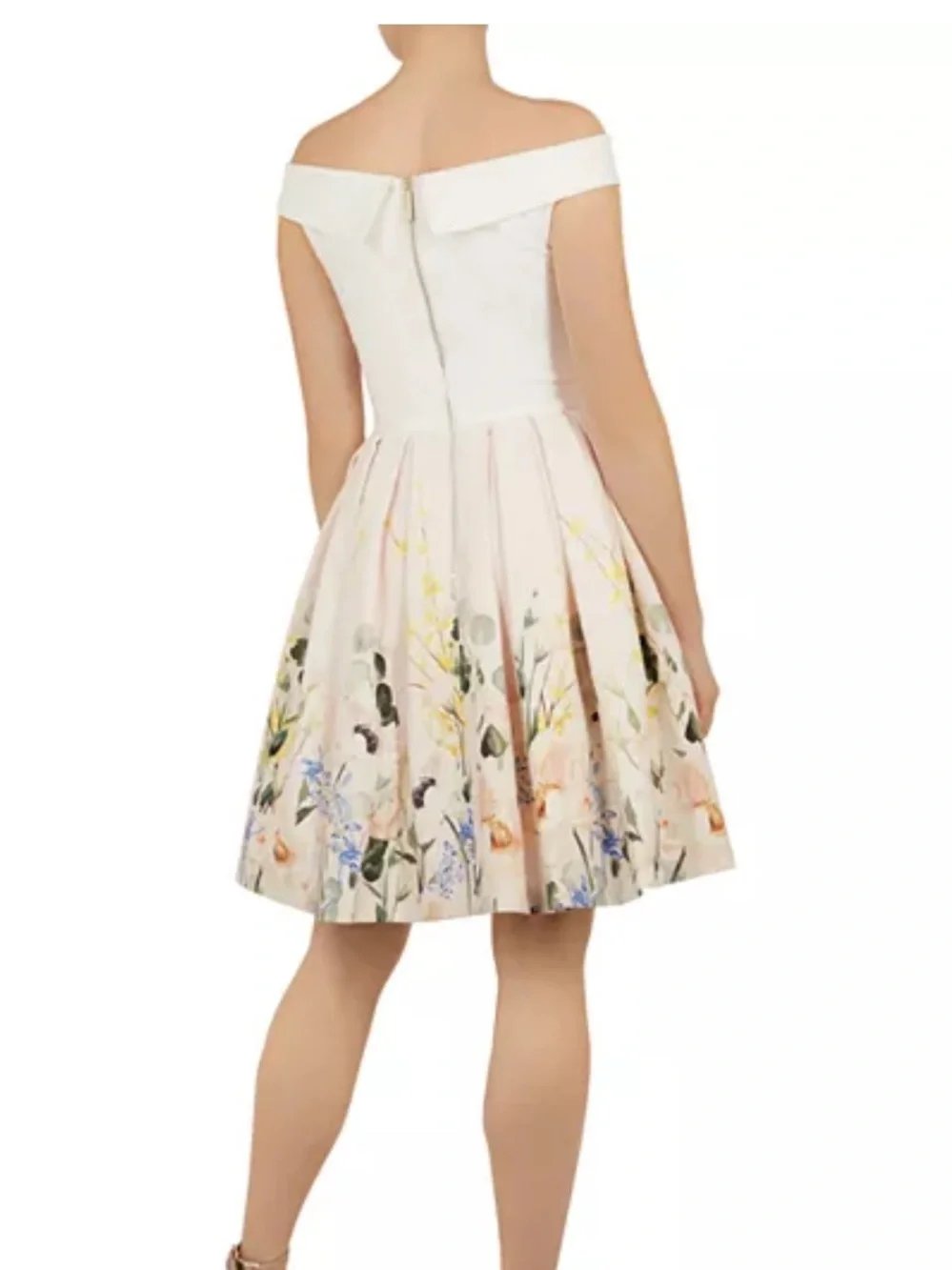 Ted Baker Cream & Light Pink Floral Fit-and-Flare Dress size 1 (US 2/4)